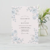 Invitation Mariage à la pétale rose pâle en acier (Debout devant)