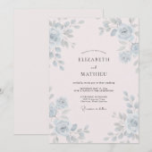 Invitation Mariage à la pétale rose pâle en acier (Devant / Derrière)