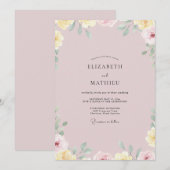 Invitation Mariage à la Pétale Rose Poussiéreuse (Devant / Derrière)