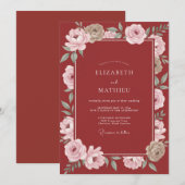 Invitation Mariage à la Petale Rose Terracotta (Devant / Derrière)