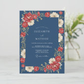 Invitation Mariage à la Petale Rouge Acier (Debout devant)