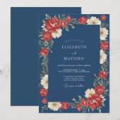 Invitation Mariage à la Petale Rouge Acier (Devant / Derrière)