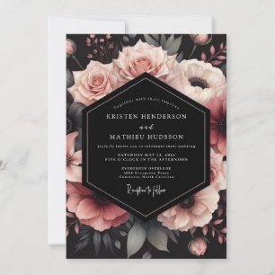 Invitation Mariage à la Pétale Rouge Noir