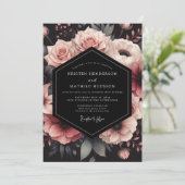 Invitation Mariage à la Pétale Rouge Noir (Debout devant)