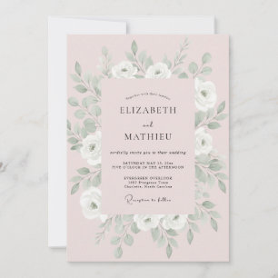 Invitation Mariage à la Pivoine Argentée Rose