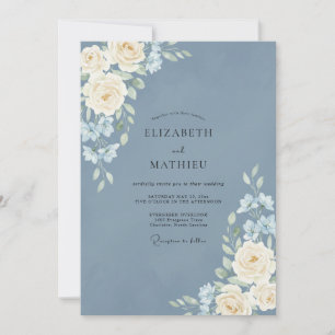 Invitation Mariage à la Pivoine d'Ivoire d'Acier