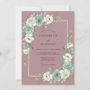 Invitation Mariage à la Pivoine Mauve Atténuée