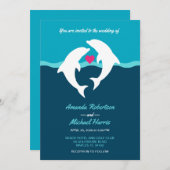 Invitation Mariage à la plage aux dauphins (Devant / Derrière)