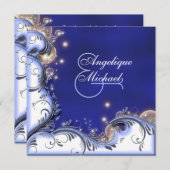 Invitation Mariage à la plage bleu d'ivoire tropical côtier (Devant / Derrière)