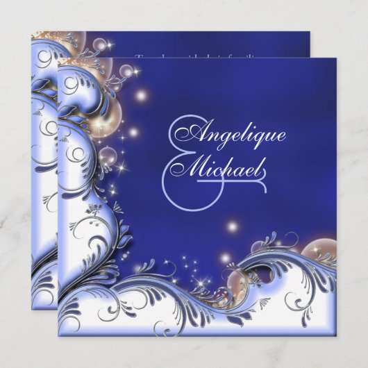 Invitation Mariage à la plage bleu d'ivoire tropical côtier (Devant / Derrière)