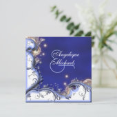 Invitation Mariage à la plage bleu d'ivoire tropical côtier (Debout devant)