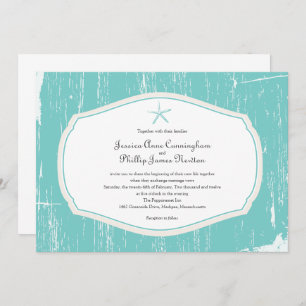 Invitation Mariage à la plage de Rustic à l'écrevisse Turquoi
