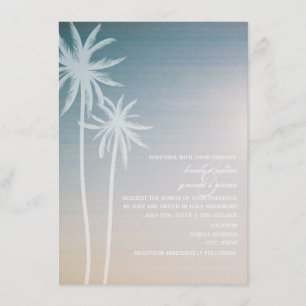 Invitation Mariage à la plage de Sunset Ombré Palm Trees