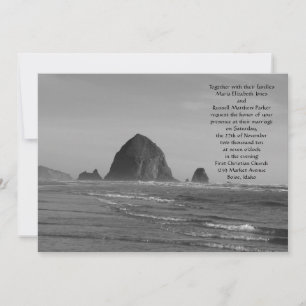 Invitation Mariage à la plage noire et blanche