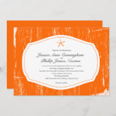 Invitation Mariage à la plage rustique de Starfish (Devant / Derrière)