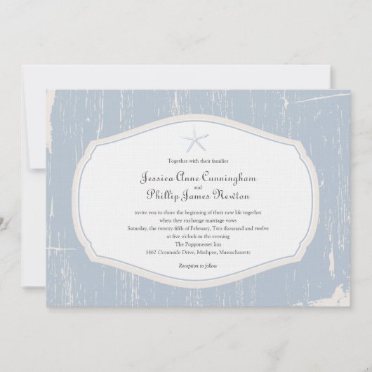 Invitation Mariage à la plage rustique de Starfish (Devant)