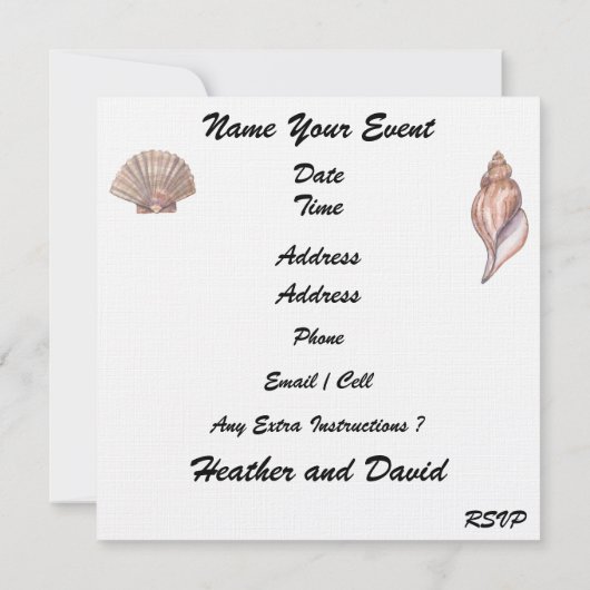 Invitation Mariage à la plage - SRF (Dos)