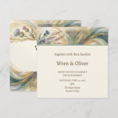 Invitation Mariage à la plume de paon (Devant / Derrière)
