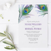 Invitation Mariage à la plume de paon aquarelle