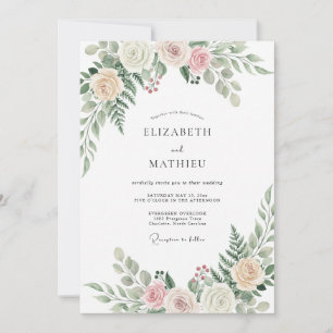 Invitation Mariage à la Renoncule de Pêche Sage et à l'Eucaly
