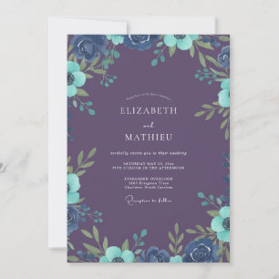 Invitation Mariage à la Renoncule Turquoise et au Dusty Eucal