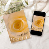 Invitation Mariage à la rose blanche et aux perles Sauvez la