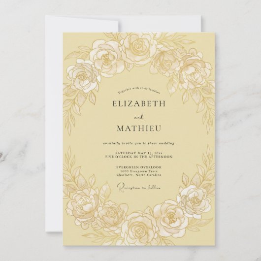 Invitation Mariage à la rose en crème au beurre (Devant)