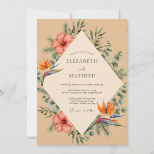 Invitation Mariage à la Sage de l'Hibiscus Tropical Corail