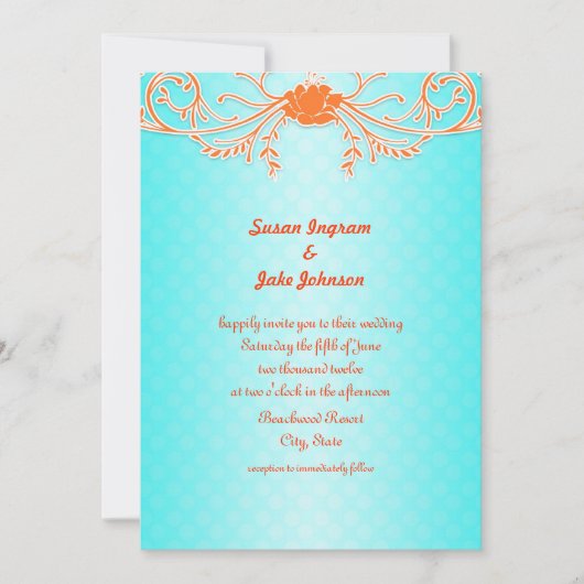 Invitation Mariage à la Tangerine et Aqua lumineux et amusant (Devant)