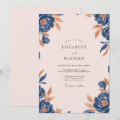 Invitation Mariage à la Terre Cuite Indigo Peinte (Devant / Derrière)