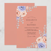Invitation Mariage à la terre cuite Pervenche Eucalyptus (Devant / Derrière)