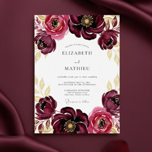 Invitation Mariage à la touche burgonde