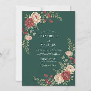 Invitation Mariage à la touche de peintre émeraude