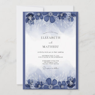 Invitation Mariage à la touche de peinture indigo