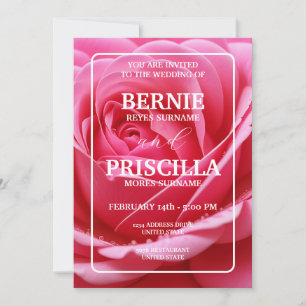 Invitation Mariage à la typographie blanche et à la rose roug