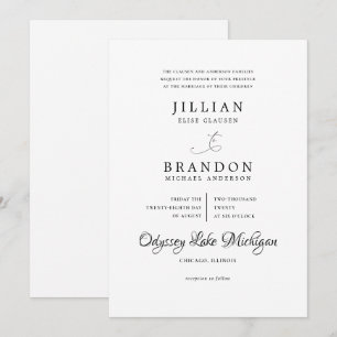 Invitation Mariage à la typographie minimaliste moderne noir