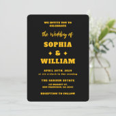 Invitation Mariage à la typographie moderne noir et or (Debout devant)
