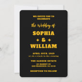 Invitation Mariage à la typographie moderne noir et or (Devant)