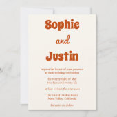 Invitation Mariage à la typographie orange brûlée rétro (Devant)