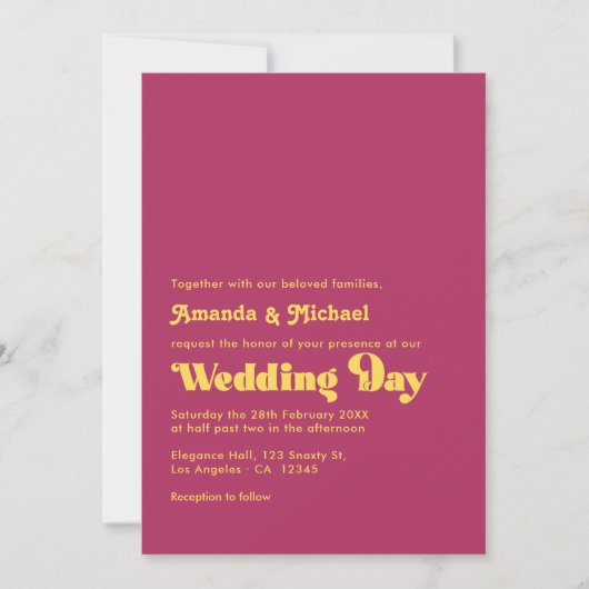 Invitation Mariage à la typographie rétro Marron riche et Mou (Devant)