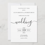 Invitation Mariage à la typographie simple noir et blanc (Devant)