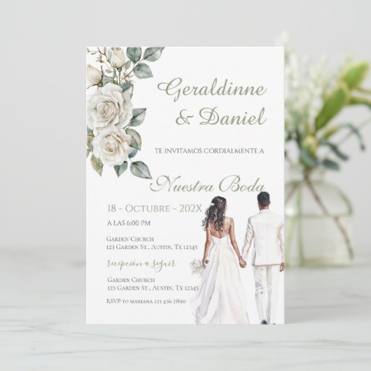 Invitation Mariage à la végétation espagnole (Debout devant)