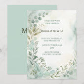 Invitation Mariage à la verdure à l'aquarelle (Devant / Derrière)