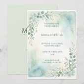 Invitation Mariage à la verdure à l'aquarelle (Devant / Derrière)