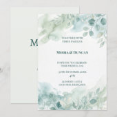 Invitation Mariage à la verdure à l'aquarelle (Devant / Derrière)