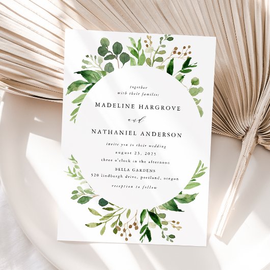 Invitation Mariage à la verdure aquarelle