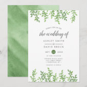 Invitation Mariage à la verdure aquarelle moderne (Devant / Derrière)