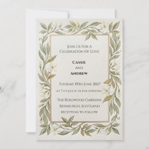 Invitation Mariage à la verdure de laurier doré
