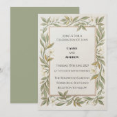 Invitation Mariage à la verdure de laurier doré (Devant / Derrière)