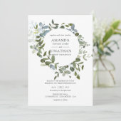 Invitation Mariage à la verdure d'eucalyptus à l'aquarelle (Debout devant)